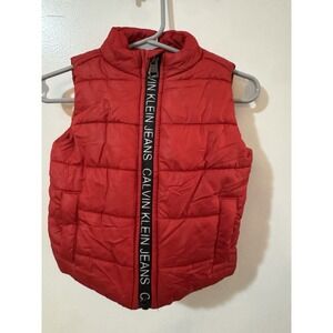 Calvin Klein Jeans Toddler 2T Puffer Vest Zip-Up Logo Trim Lightweight Winter